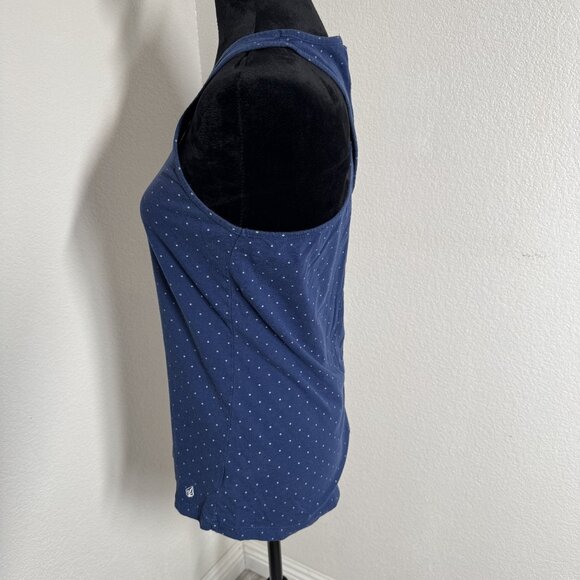 Volcom Blue Polka Dot Racerback Tank Top M/12 Cotton Modal Blend Womens Sleevele - Picture 8 of 8